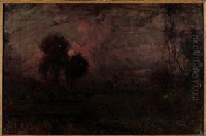 "paesaggio Campestre Al Tramonto" 1910 by Alessandro Lupo
