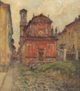 Piazza Con Chiesa A Saluzzo