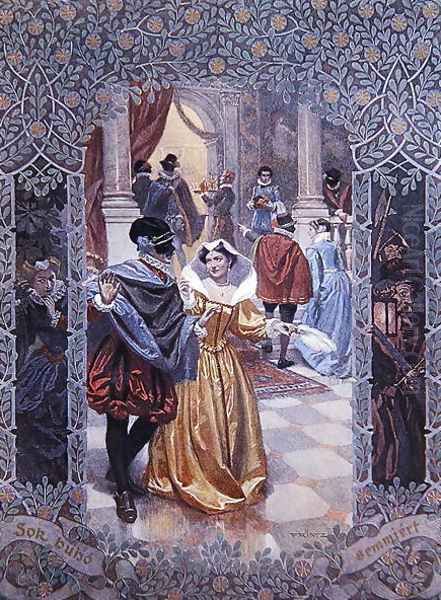 Illustration for a scene in Much Ado About Nothing, c.1900 - view 1