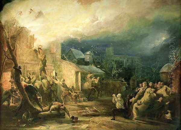 The Rescue of John Wesley from the Epworth Rectory Fire, 1840 - view 1
