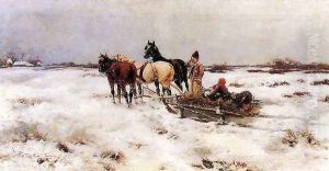 Horse-drawn Sleigh by Laszlo Pataky