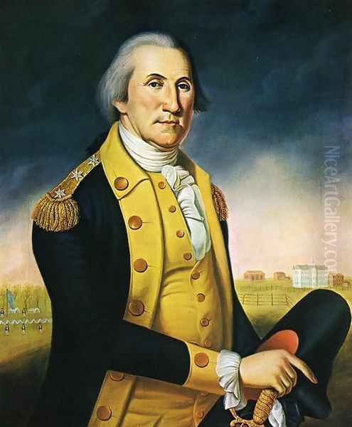 Portrait of George Washington before Nassau Hall - view 1