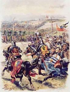 Charge of the French Cavalry, illustration for Glorious Battles of English History by Major C.H. Wylly, 1920s