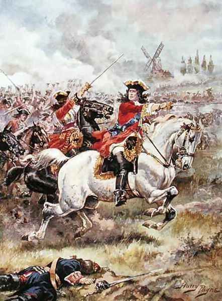 Marlborough Leading the Attack, illustration from Glorious Battles of English History by Major C.H. Wylly, 1920s - view 1