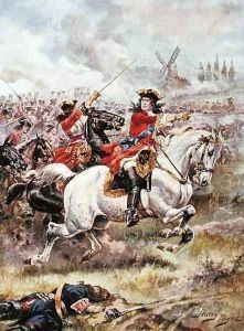 Marlborough Leading the Attack, illustration from Glorious Battles of English History by Major C.H. Wylly, 1920s by Henry A. (Harry) Payne