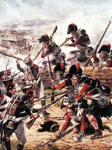 The Attack of the Black Watch, illustration from Glorious Battles of English History by Major C.H. Wylly, 1920s by Henry A. (Harry) Payne