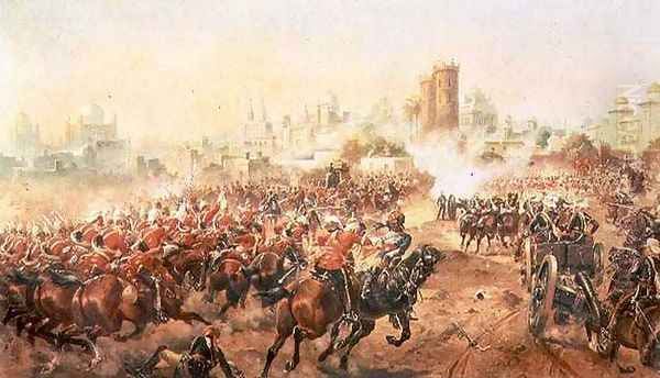 Charge of the Queens Bays against the Mutineers at Lucknow, 6th March 1858 - view 1