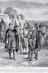 William is offered the crown at Berkhamstead, 1066, illustration from the book The History of the Nation by Henry A. (Harry) Payne