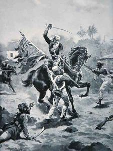 Lt Roberts winning his V.C., January 2nd 1858, illustration from The History of the Nation Lt Roberts winning his V.C., January 2nd 1858, illustration from The History of the Nation