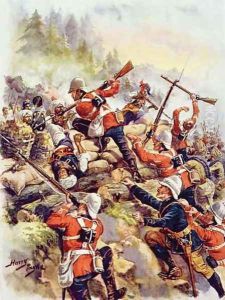 Storming the Heights, illustration from Glorious Battle of English History by Major C.H. Wylly, 1920s by Henry A. (Harry) Payne