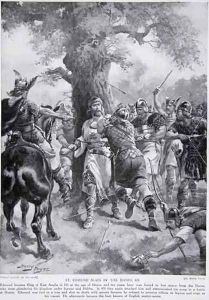 St. Edmund Slain by the Danes, 870 AD, illustration from Hutchinsons Story of the British Nation, c.1920 by Henry A. (Harry) Payne