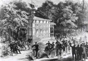 A Velocipede Race at Pre Catelan, c.1860-70 by Jules Pelcoq