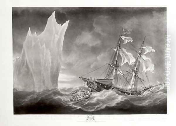 The Perilous situation of the Crew of his Majestys Packet Lady Hobart...on the morning of the 28th June, 1803, engraved by R. Pollard 1755-1838, 1804 - view 1