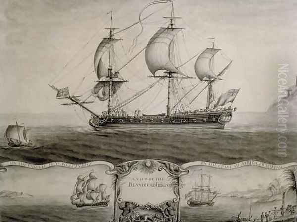 Views of the Blandford Frigate on the Passage to the West Indies and Trading on the Coast of Africa, c.1760 - view 1