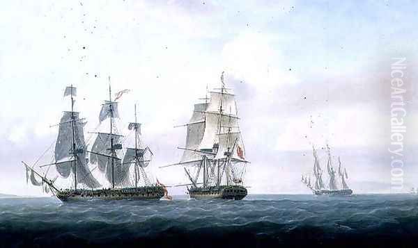 The Spanish frigate La Fama having outsailed the Medusa engages with and surrenders to H.M.S. Lively, c.1806 - view 1