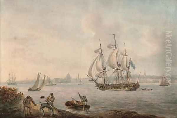 An English frigate in the Mersey off Liverpool - view 1
