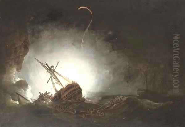 Captain T. Byam Martin commanding the boats of H.M.S. Impetueux at the rescue of the crew of H.M.S. Venerable wrecked in Torbay, 24th November 1805 - view 1