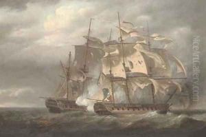 The capture of the French Frigate Tamise (formerly H.M.S. Thames) by H.M.S. Santa Margarita, under the command of Captain T. Byam Martin