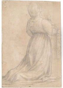A kneeling woman praying, in profile to the right by Fra Bartolommeo della Porta