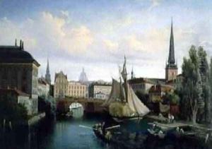 View of the Riddarholmskanalen, Stockholm in 1835, 1880 by Gustaf-Wilhelm Palm