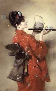 Portrait of a European Lady in Japanese Costume by Clemens von Pausinger