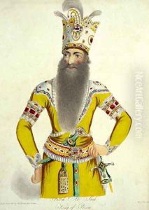Portrait of Fatteh Ali Shah, engraved by William Thomas Fry 1789-1843 from Travels in Georgia, Persia, Armenia, Ancient Babylonia, and c, during the years ncient Babylonia 1817-20, published 1821-22