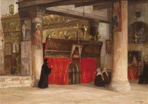 View Ofthe Interior Of The Orthodox Church In Bethlehem