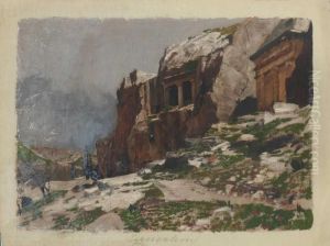 Felsentempel Bei Jerusalem. by Georg Macco