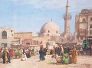 Le Caire, Place Animee by Georg Macco