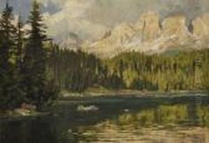 Blick Vom Karersee Auf Den Rosengarten