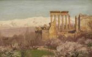 Baalbek - Blick Auf Die Ruine Des Jupitertempels by Georg Macco