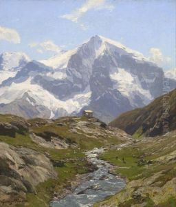 Blick Uber Die Dusseldorfer Hutte Auf Den Ortler by Georg Macco