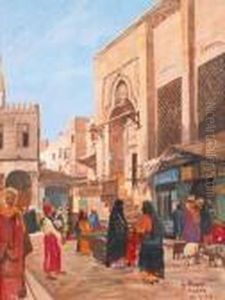 Strasenszene In Kairo by Georg Macco
