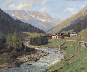 Sommerliches Alpental Mit Weiler.