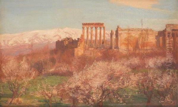 Baalbek Le Matin Avec Les Montagnes Du Liban - view 1
