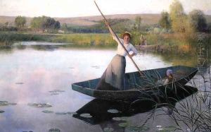 Ferry at Longpre by Frank C. Penfold