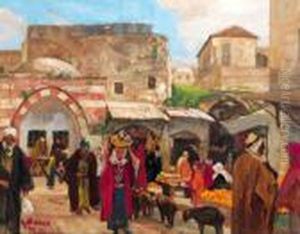 Markt Vor Dem Damascustor by Georg Macco