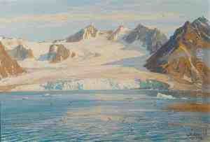 Glacier Scene On The Island Of Spitsbergen In The Arctic Ocean