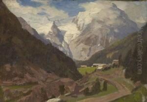 Blick Durch Ein Gebirgstal Auf Den
Monte Rosa. by Georg Macco