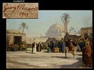 Blick Auf Eine Mosche Bei Kairo by Georg Macco