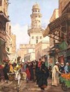 Strasenszene In Kairo. by Georg Macco