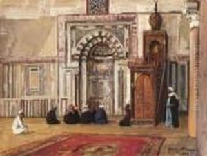 Glaubige Beim Gebet In Einer
Kairoer Moschee. by Georg Macco