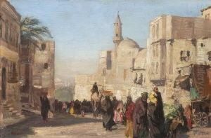 Strasenszene In Kairo. by Georg Macco