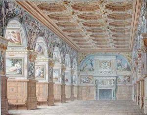 Ms 1014 The ballroom at Fontainebleau, plate from an album by Charles Percier