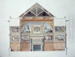 Ms 1014 Elevation of the ballroom at Fontainebleau, plate from an album by Charles Percier