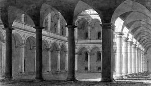 The Interior of a Courtyard of the Palazzo della Cancelleria, Rome by Charles Percier