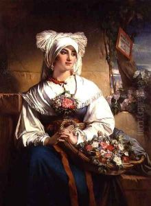 A Trieste Flowergirl by Jean-Francois Portaels