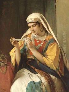 The pearl necklace by Jean-Francois Portaels