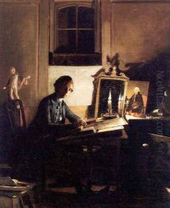 Self-Portrait While Engraving by Richard Morton Paye