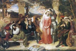 The Contest of Beauty for the Girdle of Florimel Britomartis Unveiling Amoret by Frederick Richard Pickersgill